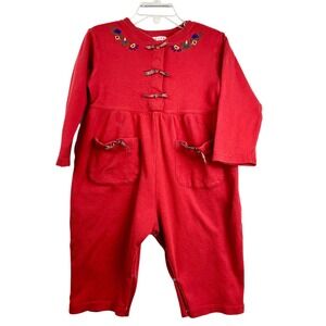 Vintage Baby Gap‎ Red Embroidered Jumpsuit Toddler Girls 18-24M
